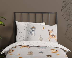 Parure de lit en coton renforcé Woody Coton - Gris - 140 x 200/220 cm + oreiller 70 x 60 cm