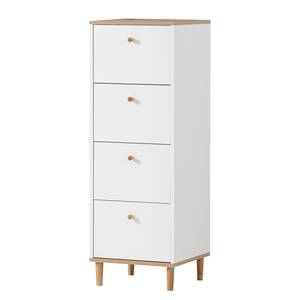 Buffet Hilda - Largeur 40 cm Imitation chêne artisan / Blanc mat - Hauteur : 116 cm