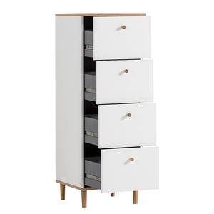 Buffet Hilda - Largeur 40 cm Imitation chêne artisan / Blanc mat - Hauteur : 116 cm