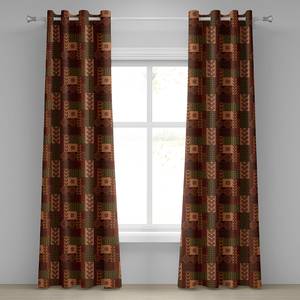 Rideaux à œillets Autumn - Lot de 2 Polyester - Marron / Vert - Hauteur : 245 cm