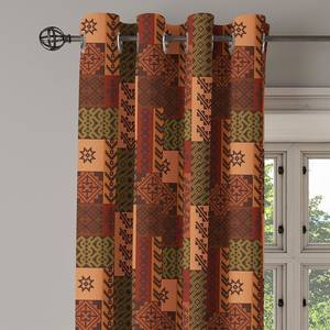 Gordijn met ringen Autumn set van 2 polyester - bruin/groen - Hoogte: 245 cm