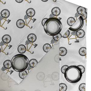 Gordijn met ringen Fiets set van 2 polyester - geel/zwart - Hoogte: 245 cm