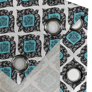 Rideaux à œillets Mandala Bl. - Lot de 2 Polyester - Noir / Bleu clair - Hauteur : 245 cm