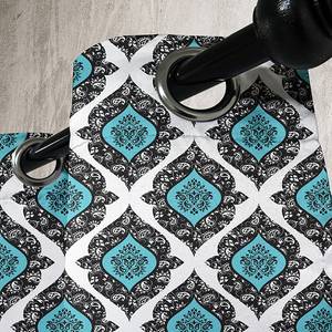 Rideaux à œillets Mandala Bl. - Lot de 2 Polyester - Noir / Bleu clair - Hauteur : 245 cm