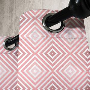 Rideaux à œillets Geometrisch - Lot de 2 Polyester - Blanc / Rose - Hauteur : 245 cm