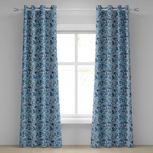 Ösenvorhang Flower Tendrils 2er-Set Polyester - Hellblau / Dunkelblau - Höhe: 245 cm