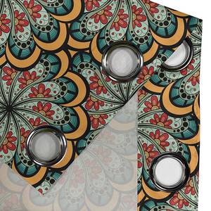 Gordijn met ringen Mandala Flowers 2 stk polyester - rood/groen/geel - Hoogte: 245 cm