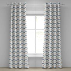 Gordijn met ringen Dragonfly set van 2 polyester - blauw/geel - Hoogte: 245 cm