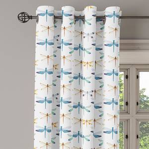 Rideaux à œillets Dragonfly - Lot de 2 Polyester - Bleu / Jaune - Hauteur : 245 cm