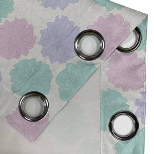 Gordijn met ringen Pastelbloemen 2 stuk polyester - lavendel/pastelblauw - Hoogte: 245 cm