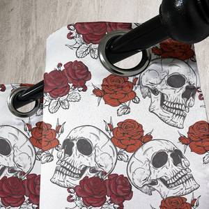 Rideaux à œillets Skull Rose - Lot de 2 Polyester - Gris foncé / Rouge - Hauteur : 245 cm