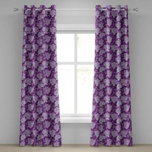 Gordijn met ringen Flowers set van 2 polyester - paars - Hoogte: 245 cm