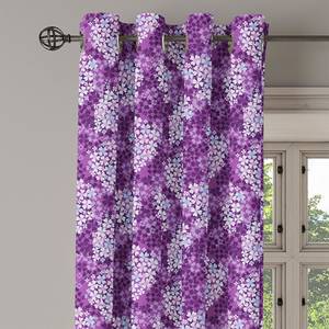 Gordijn met ringen Flowers set van 2 polyester - paars - Hoogte: 245 cm