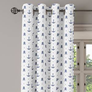 Rideaux à œillets Anchor - Lot de 2 Polyester - Blanc / Bleu - Hauteur : 245 cm