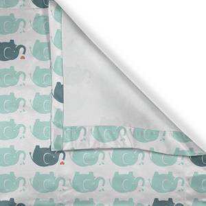 Rideaux à œillets Elephant - Lot de 2 Polyester - Turquoise / Blanc - Hauteur : 245 cm