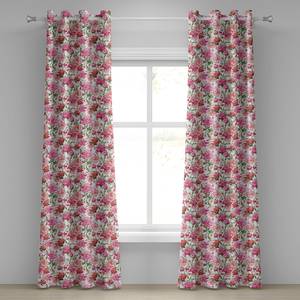 Gordijn met ringen Pink Roses set van 2 polyester - roze/lila - Hoogte: 245 cm