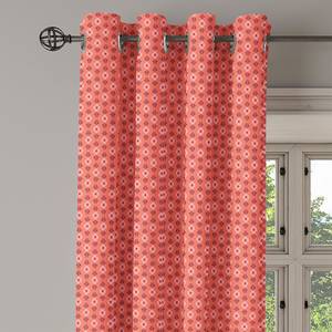 Gordijn met ringen Bloemen Rood 2 stuk polyester - koraalkleurig - Hoogte: 260 cm