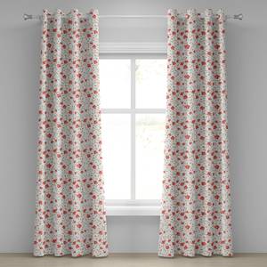 Gordijn Landhuis Bloemen set van 2 polyester - wit/rood - Hoogte: 245 cm