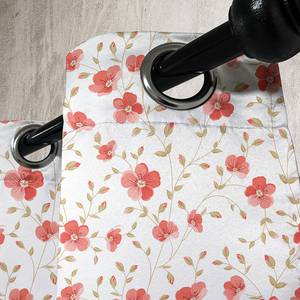 Gordijn Landhuis Bloemen set van 2 polyester - wit/rood - Hoogte: 245 cm