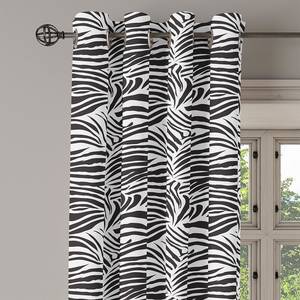 Gordijn met ringen Zebra set van 2 polyester - zwart/wit - Hoogte: 245 cm