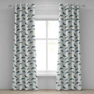 Rideaux à œillets Shark - Lot de 2 Polyester - Bleu-gris - Hauteur : 245 cm