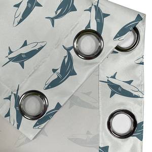 Gordijn met ringen Shark set van 2 polyester - blauwgrijs - Hoogte: 245 cm