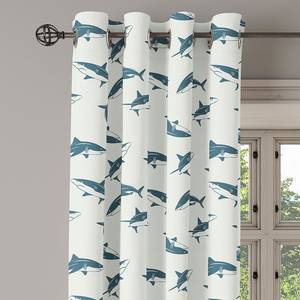 Rideaux à œillets Shark - Lot de 2 Polyester - Bleu-gris - Hauteur : 245 cm