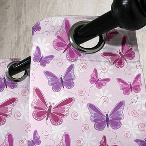 Rideaux à œillets Butterfly - Lot de 2 Polyester - Rose / Mûre - Hauteur : 245 cm