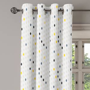 Rideaux à œillets Drops - Lot de 2 Polyester - Blanc / Bleu / Jaune - Hauteur : 245 cm