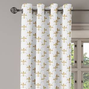 Rideaux à œillets Lilie - Lot de 2 Polyester - Blanc / Doré - Hauteur : 245 cm