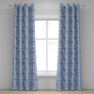 Gordijn met ringen Paisley set van 2 polyester - blauw/wit - Hoogte: 245 cm