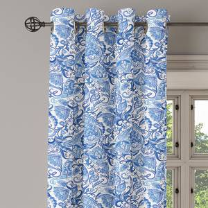 Gordijn met ringen Paisley set van 2 polyester - blauw/wit - Hoogte: 245 cm