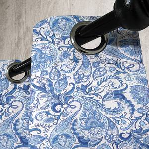 Gordijn met ringen Paisley set van 2 polyester - blauw/wit - Hoogte: 245 cm