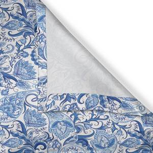 Gordijn met ringen Paisley set van 2 polyester - blauw/wit - Hoogte: 245 cm