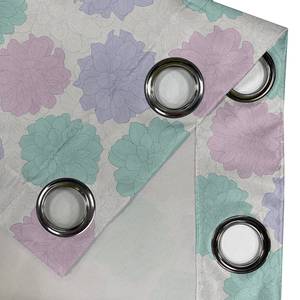 Gordijn met ringen Pastelbloemen 2 stuk polyester - lavendel/pastelblauw - Hoogte: 260 cm