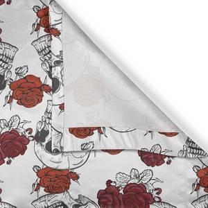 Ösenvorhang Skull Rose 2er-Set Polyester - Dunkelgrau / Rot - Höhe: 260 cm