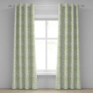 Rideaux à œillets Leaves - Lot de 2 Polyester - Blanc / Vert - Hauteur : 260 cm