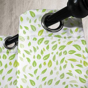 Rideaux à œillets Leaves - Lot de 2 Polyester - Blanc / Vert - Hauteur : 260 cm