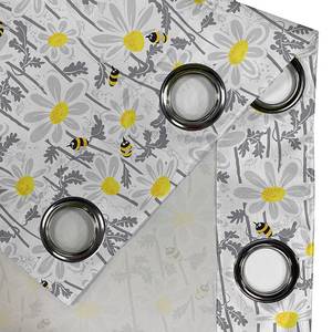 Rideaux Daisy Flowers - Lot de 2 Polyester - Gris / Jaune - Hauteur : 260 cm