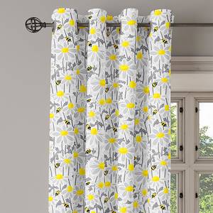 Rideaux Daisy Flowers - Lot de 2 Polyester - Gris / Jaune - Hauteur : 260 cm