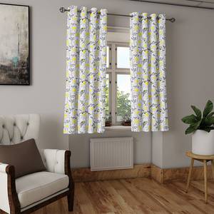 Rideaux Daisy Flowers - Lot de 2 Polyester - Gris / Jaune - Hauteur : 175 cm