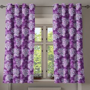 Gordijn met ringen Flowers set van 2 polyester - paars - Hoogte: 175 cm