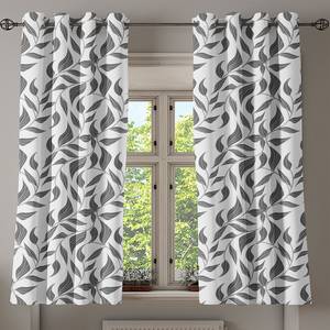 Gordijn met ringen Abstract set van 2 polyester - wit/grijs - Hoogte: 175 cm