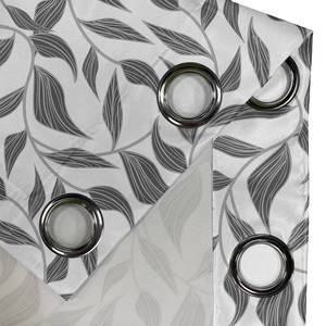 Gordijn met ringen Abstract set van 2 polyester - wit/grijs - Hoogte: 175 cm