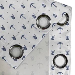 Rideaux à œillets Anchor - Lot de 2 Polyester - Blanc / Bleu - Hauteur : 175 cm