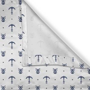 Rideaux à œillets Anchor - Lot de 2 Polyester - Blanc / Bleu - Hauteur : 175 cm