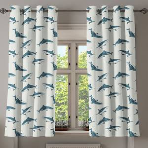 Gordijn met ringen Shark set van 2 polyester - blauwgrijs - Hoogte: 175 cm