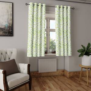 Gordijn met ringen Leaves set van 2 polyester - wit/groen - Hoogte: 175 cm