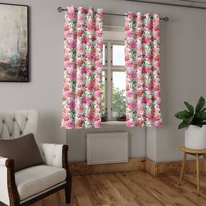 Gordijn met ringen Pink Roses set van 2 polyester - roze/lila - Hoogte: 175 cm