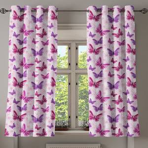 Gordijn met ringen Butterfly set van 2 polyester - roze/beskleurig - Hoogte: 175 cm